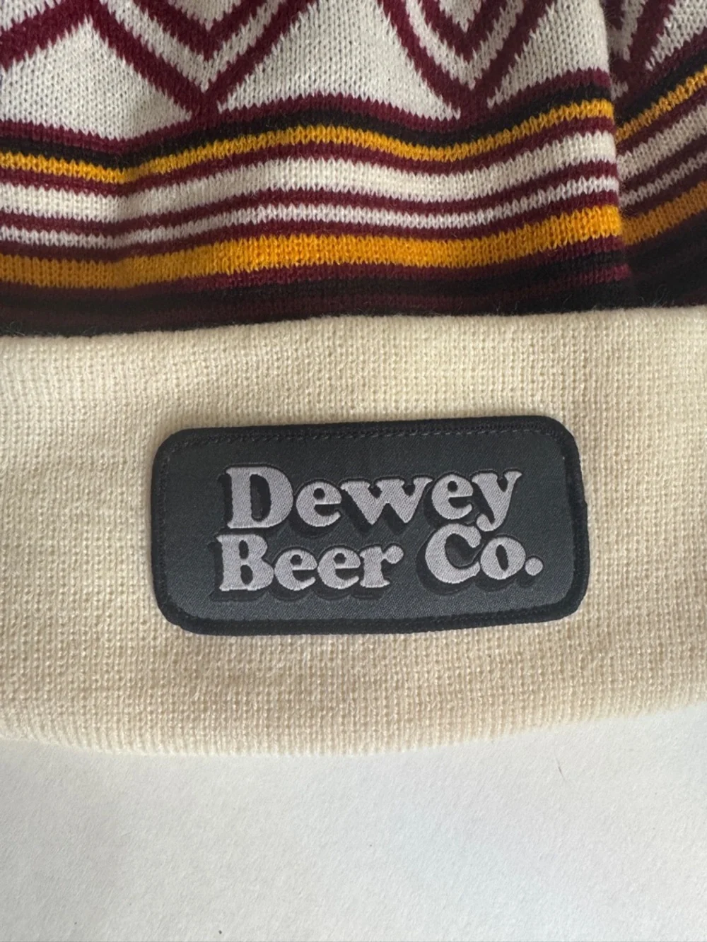 Dewey Beer Company knitted hat with puff top. NWOT